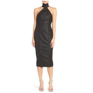 MISHA COLLECTION Black Sleeveless Halter Sheath Dress